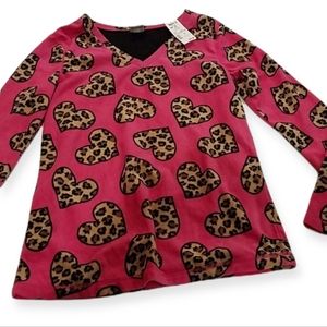 SO Pajama Top Pj Cheetah Print Hot Pink Fleece Size Small Juniors NEW